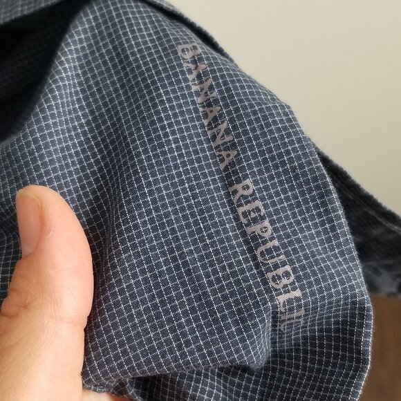 Banana Republic Blue Window Pane Button Down 100% Cotton Long Sleeves Sz Medium - Picture 3 of 11